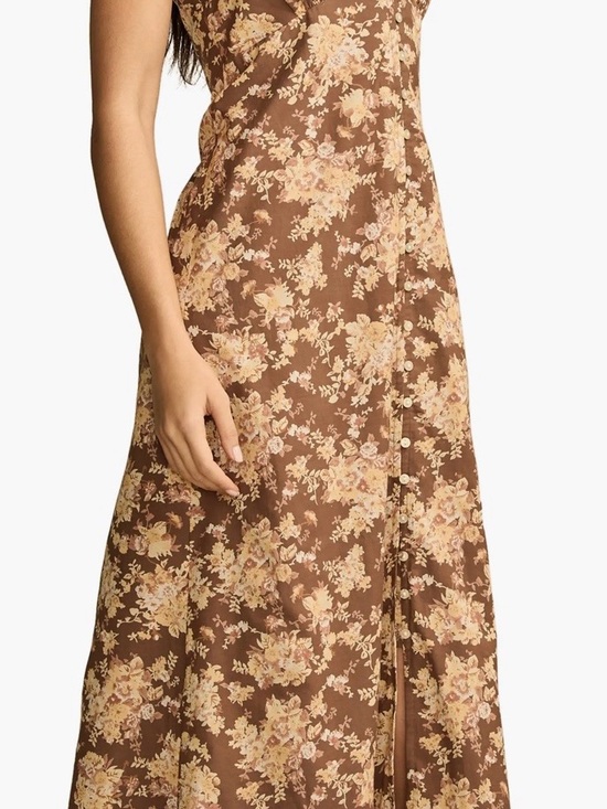Lucky Brand Dresses & Skirts - Lucky Brand Brown Floral Maxi Dress with Yellow & Cream Flowers